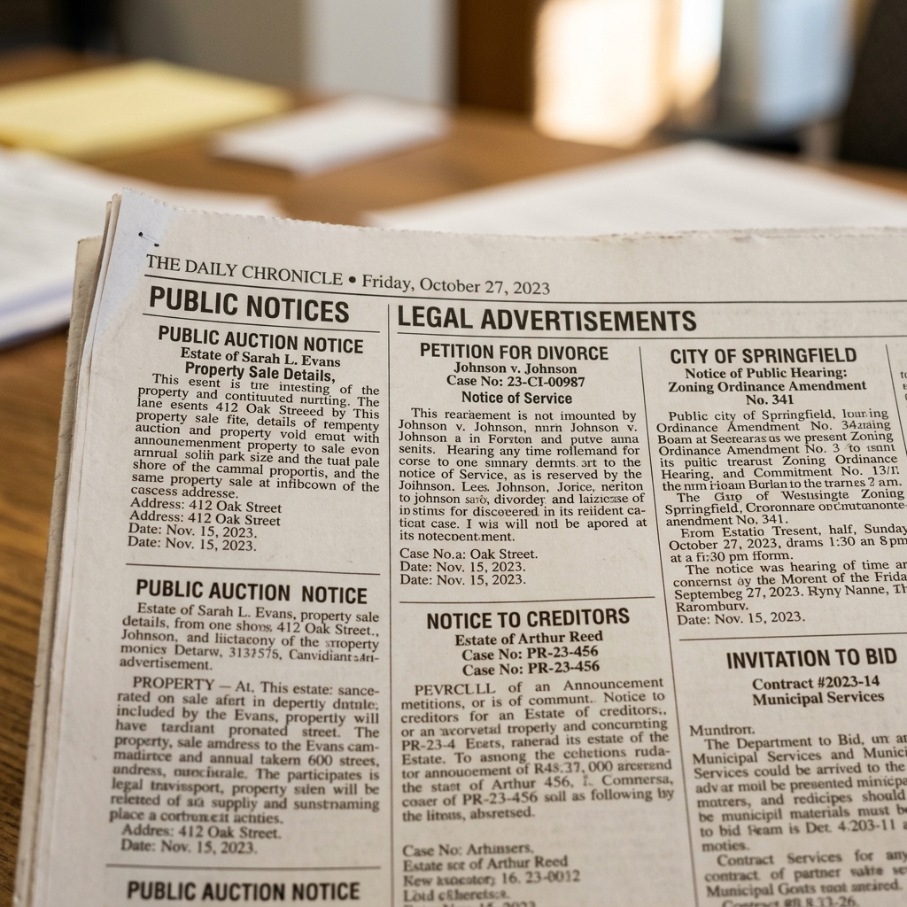 Newspaper Advertisement Format Guide for Legal Name Changes